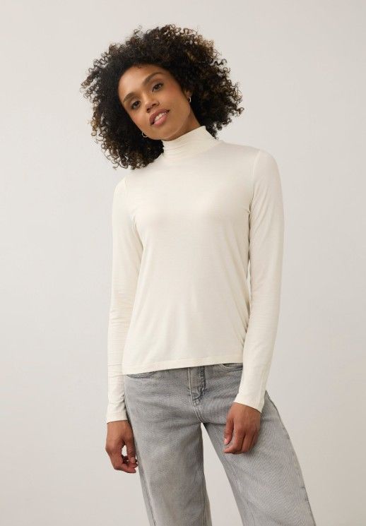 LS MOCK NECK TOP, COLOR: CRM, Size: XS