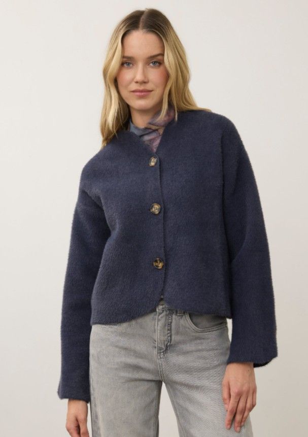 COLLARLESS KNIT JACKET