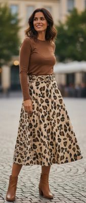 FAUX SUEDE LEOPARD SKIRT