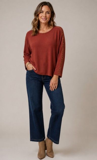 LONG SLV BROWN TOP