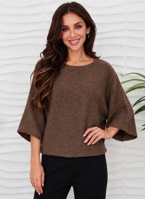 CREW NECK BATWING SLV KNIT TOP