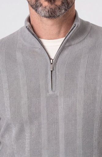 Men's l/s 1/4 zip sweater, Colour: grey heather, Size: M