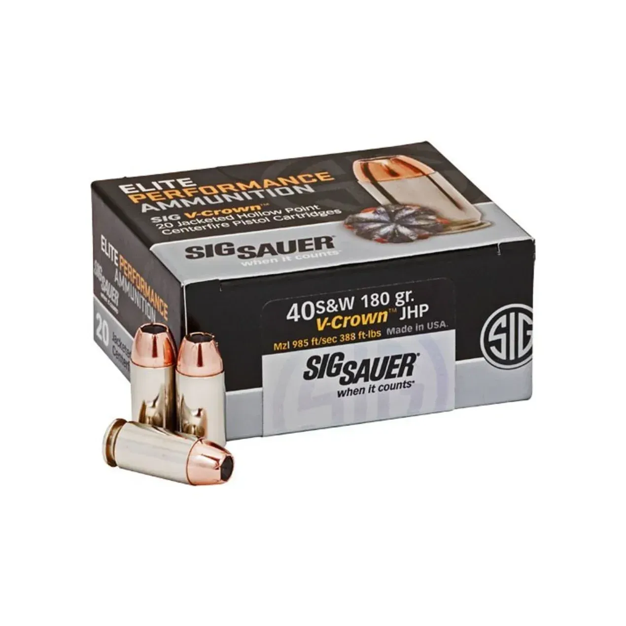 Sig Sauer Elite Performance V-Crown 40 S&W 180GR JHP