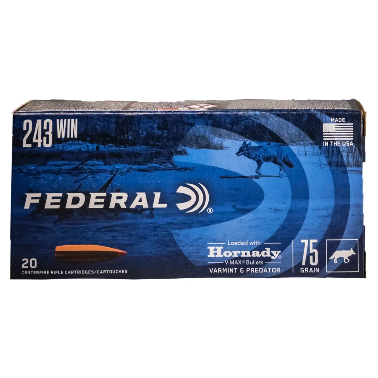 Federal Varmint & Predator 243 75GR Hornady V-Max