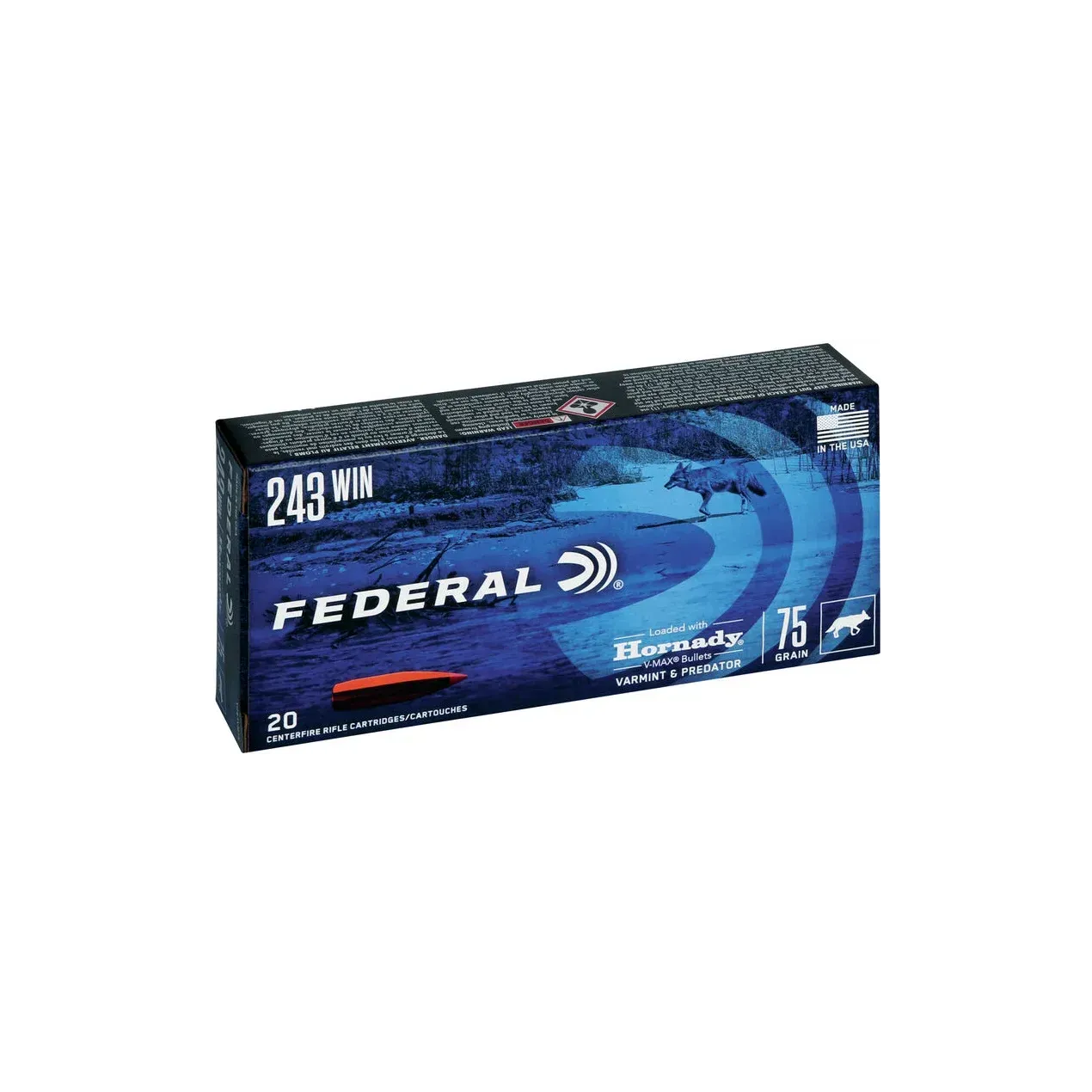 Federal Varmint & Predator 243 75GR Hornady V-Max
