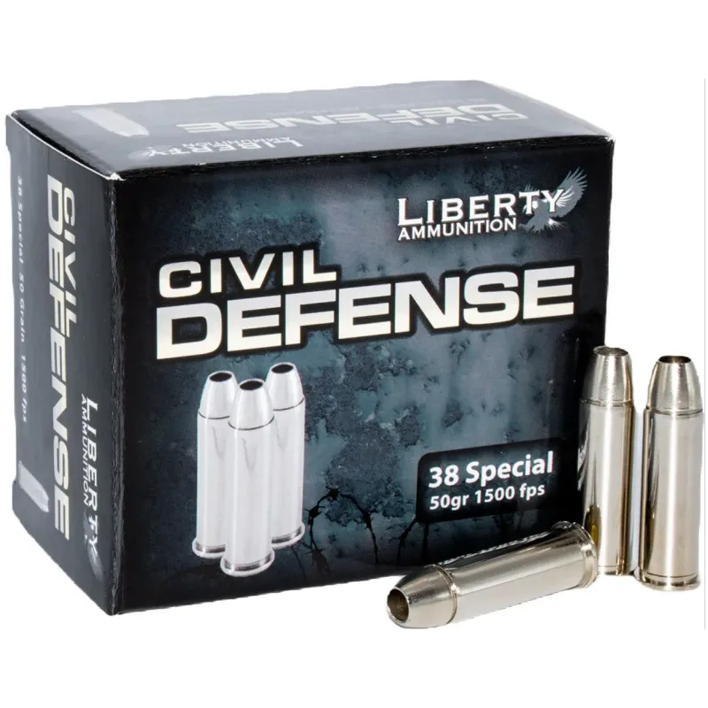 Liberty Ammunition Civil Defense 38 Spl 50 Grain Open Cavity Hollow Point