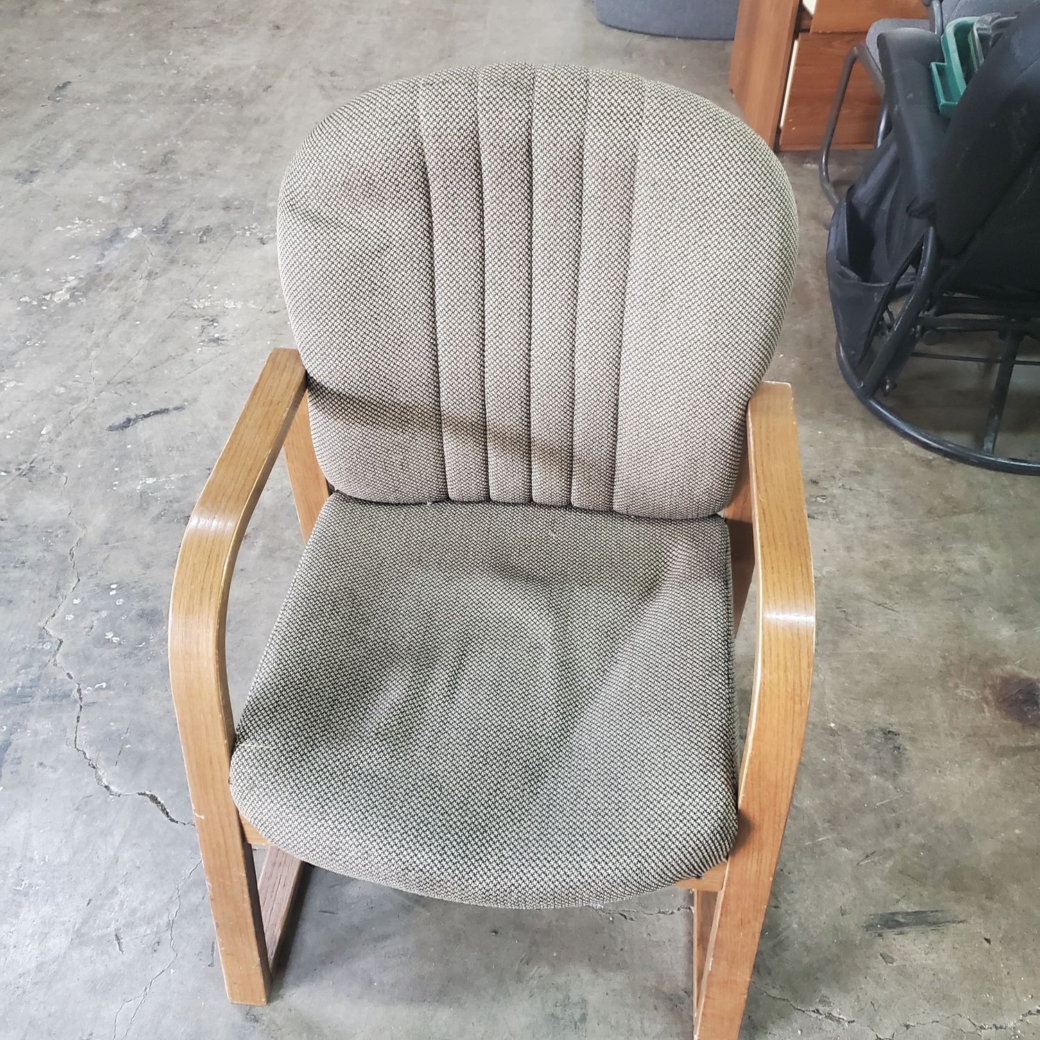 Office chair grey padded wood