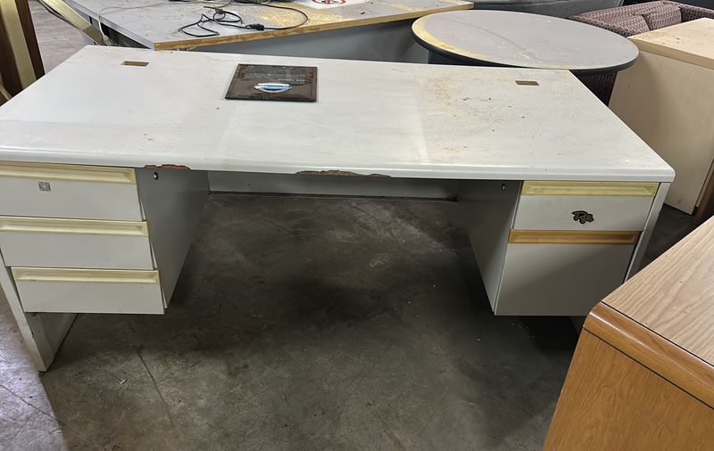 Grey Metal/Wood Desk