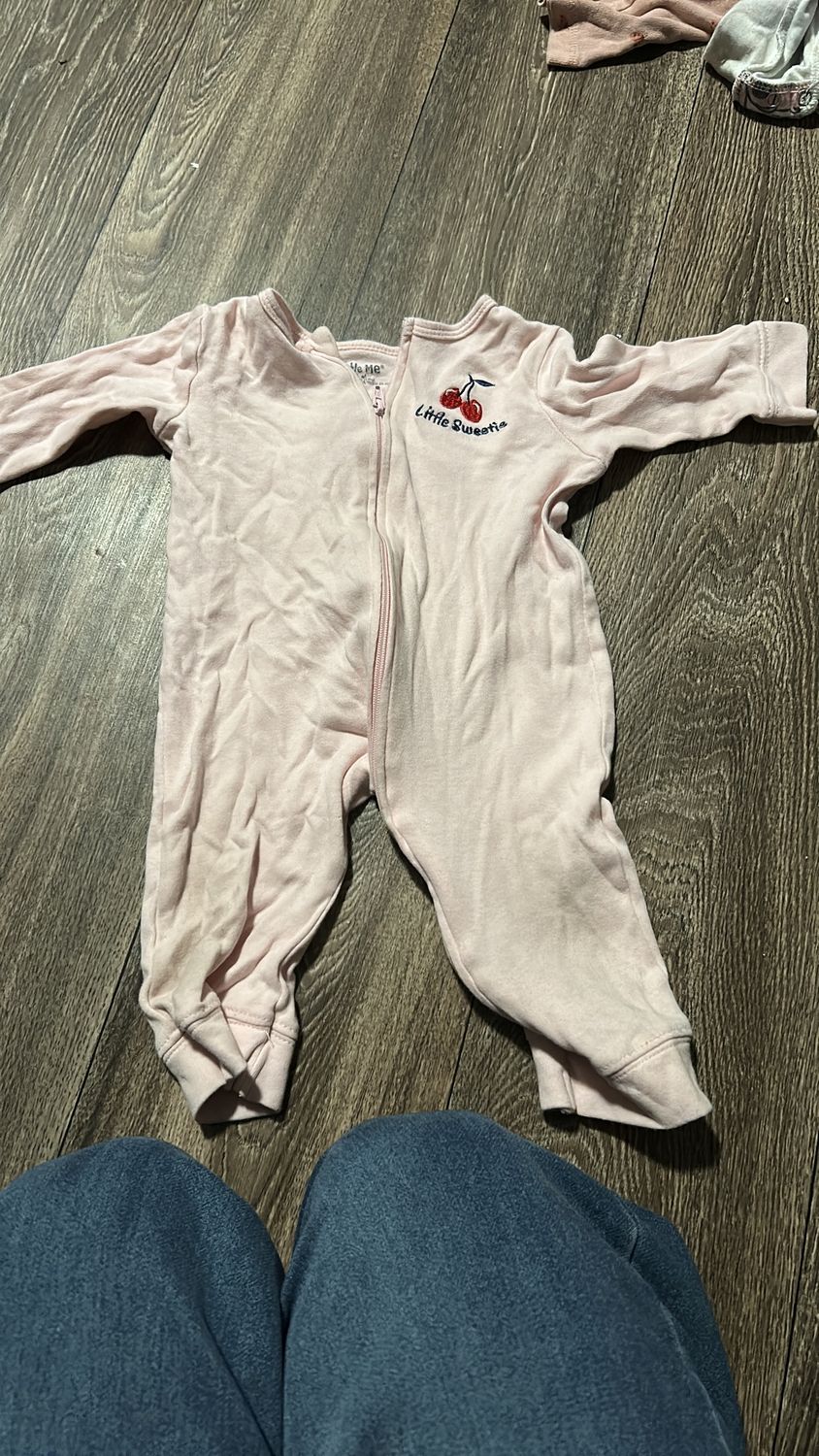 Baby size 6 month pink cherry footie