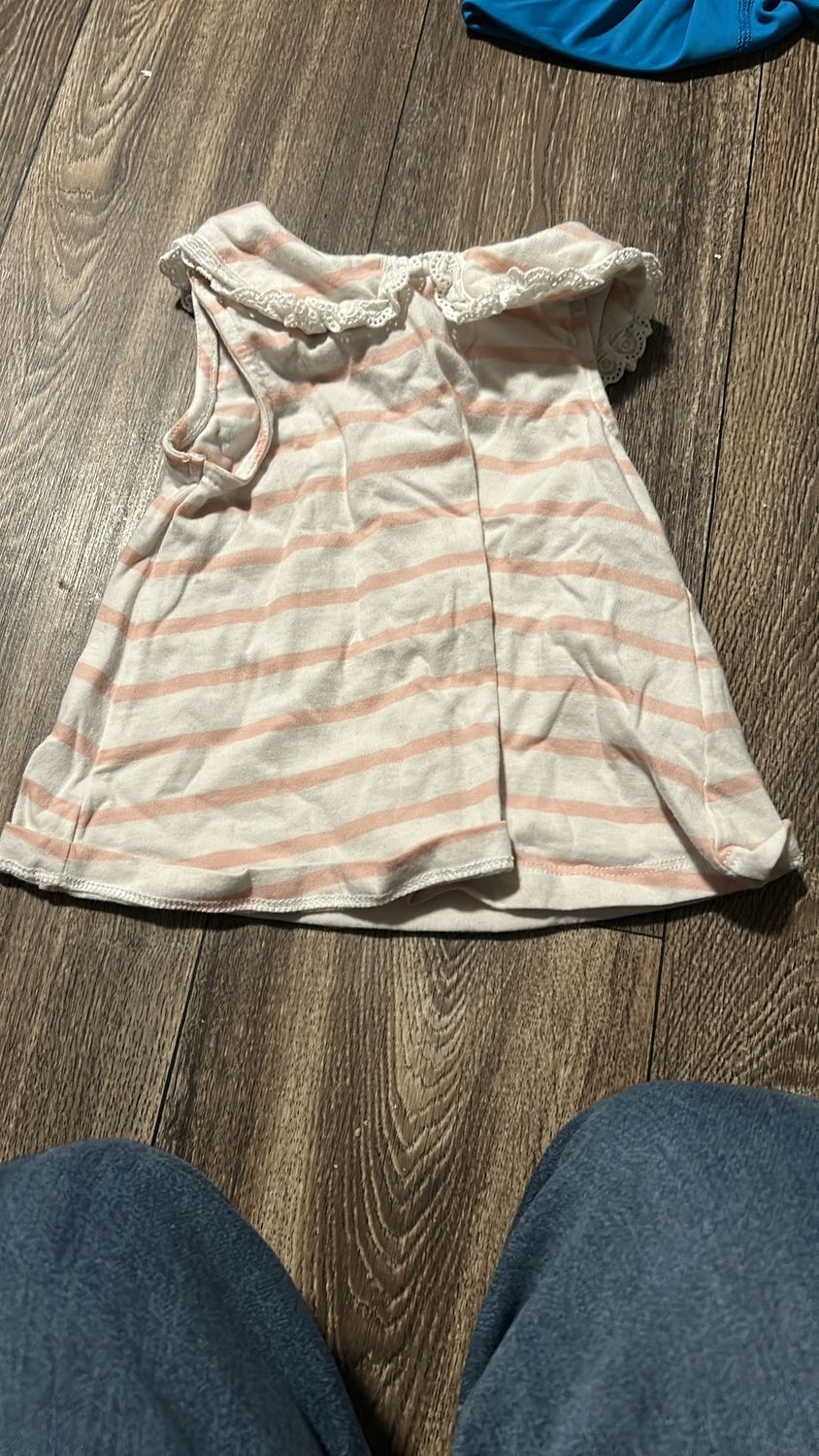 Baby size 12 month white and pink striped shirt