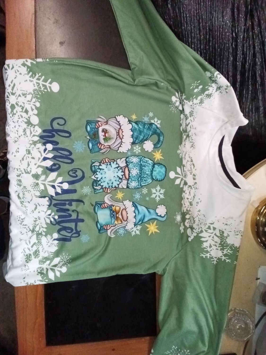 Hello winter gnome long sleeve women's shirt 2XL