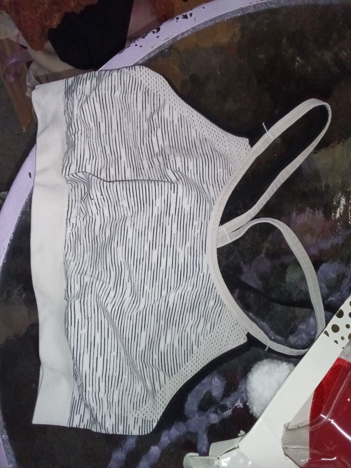 Striped sports bra size large