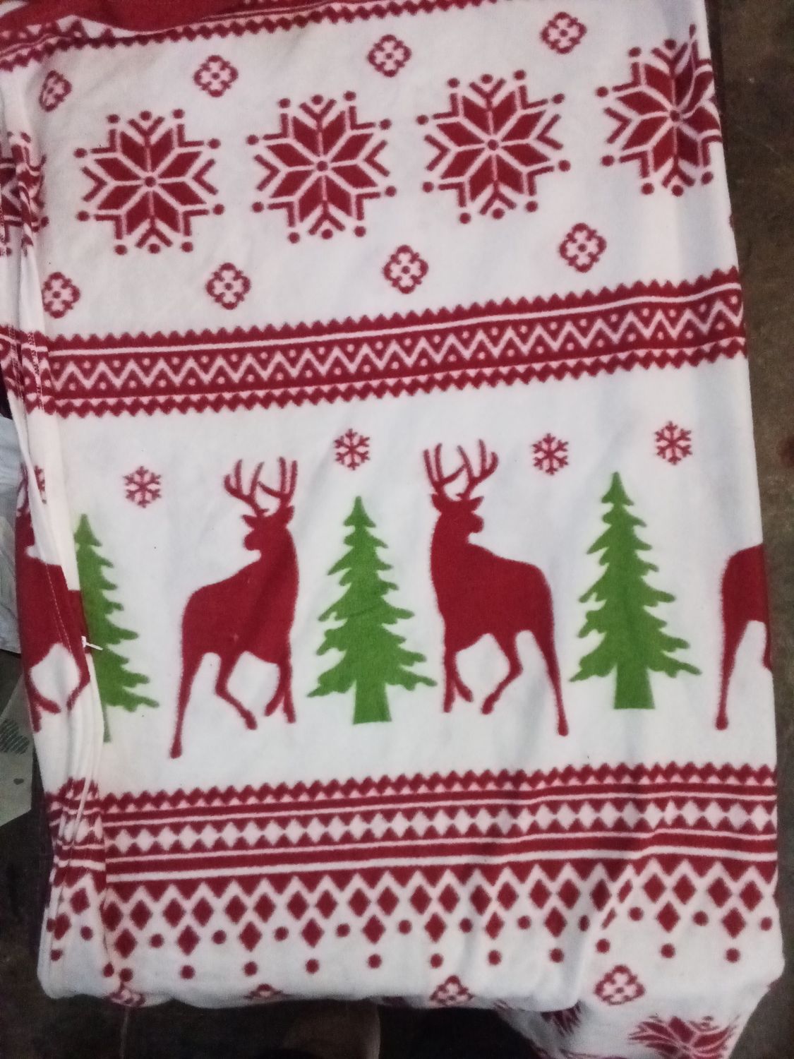 White red and green Christmas blanket