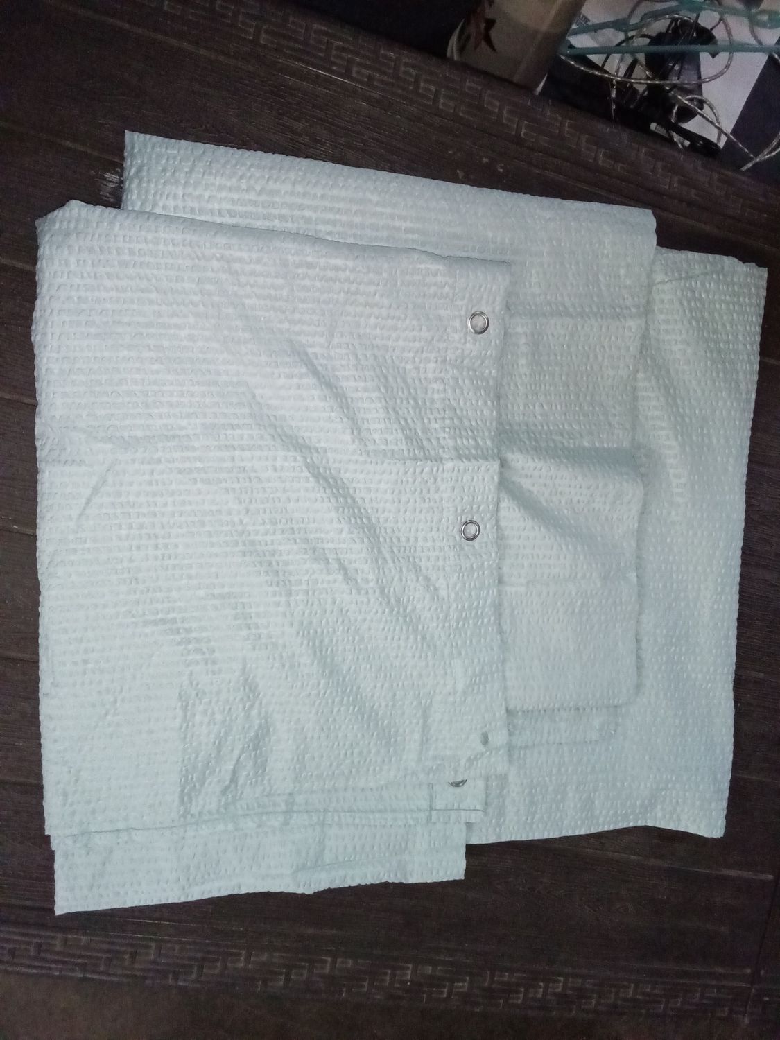 Mint green shower curtain