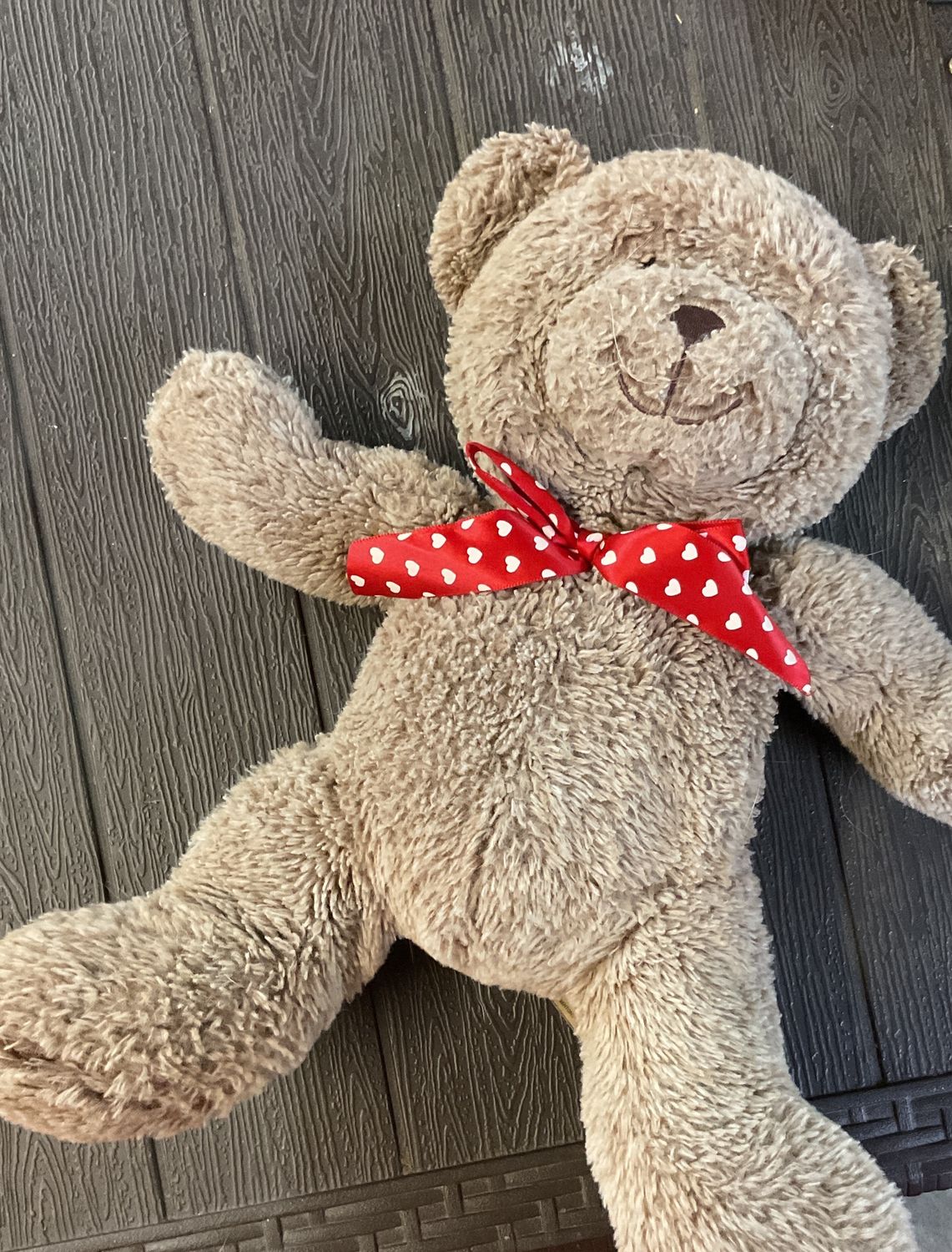Brown red heart bow tie bear