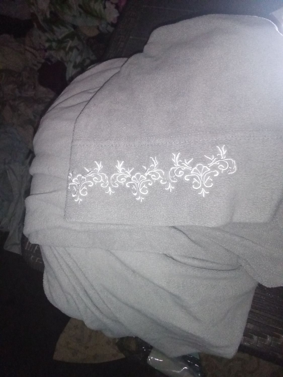 One gray flannel fitted sheet with pillowcase