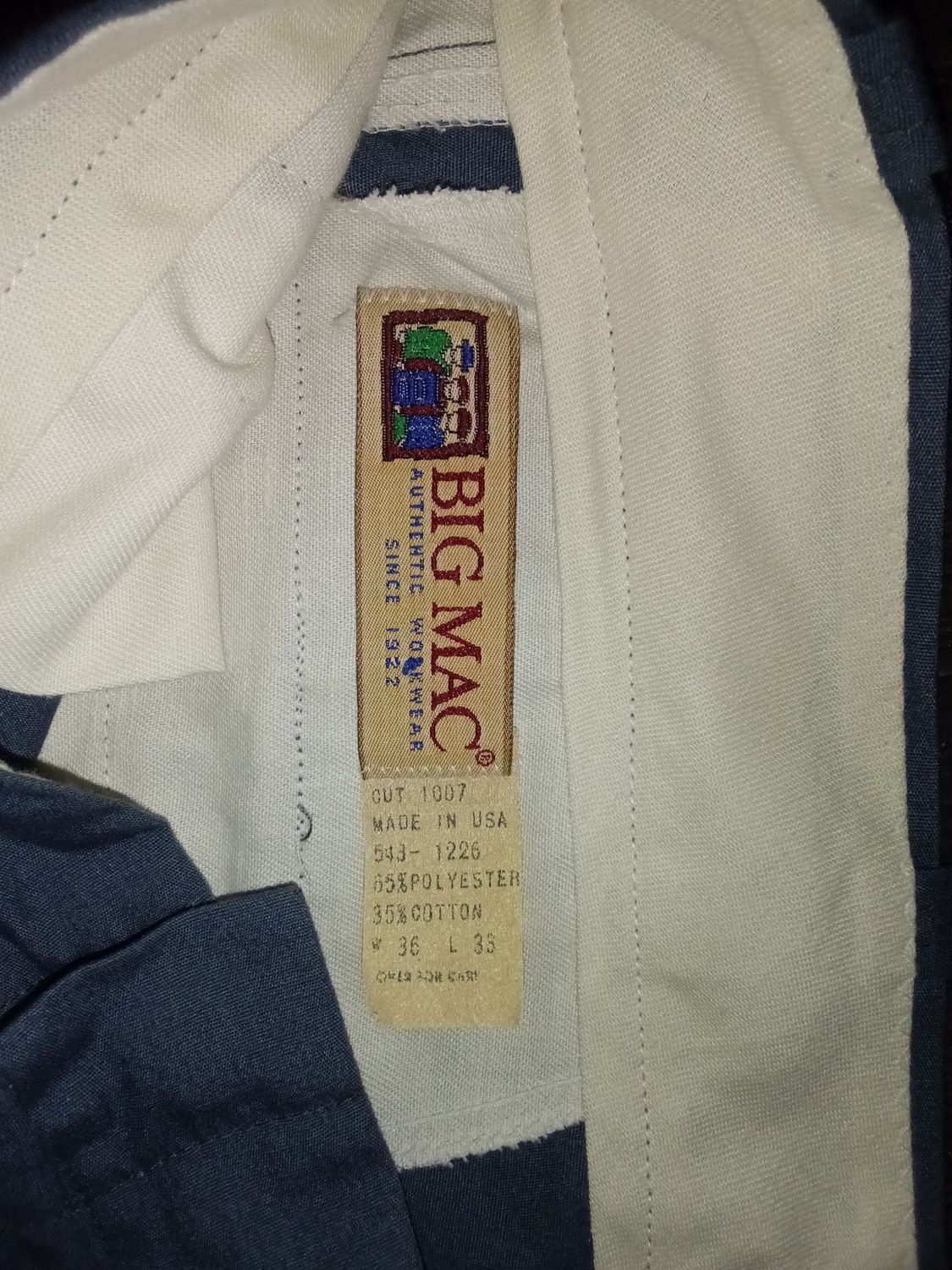 Big Mac work pants, originally a JC Penney brand established in 1922 size36x33