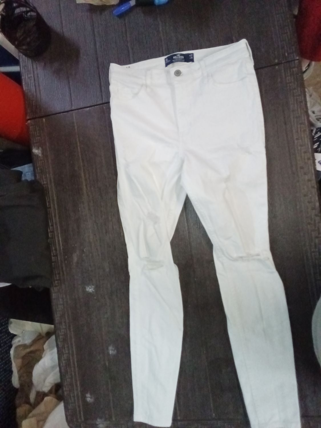Hollister California jeans are a white high-rise super skinny style with a size 5S.