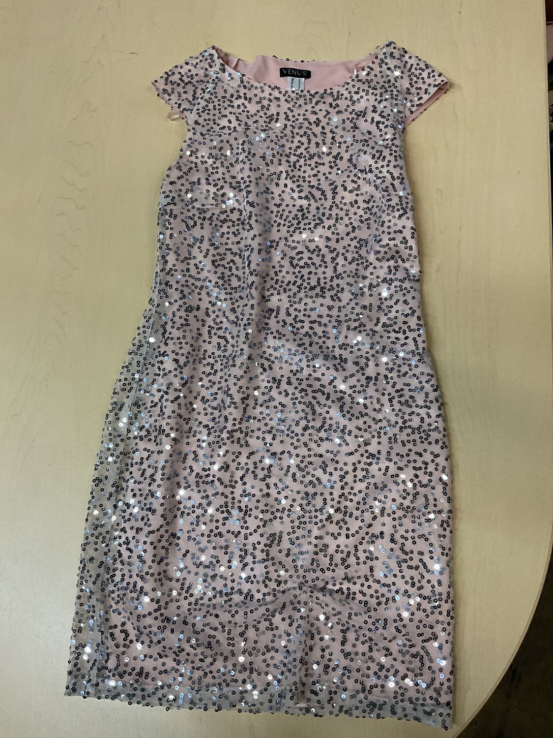 Venus Pink Sequin Short-Sleeve Cocktail Dress Size 6