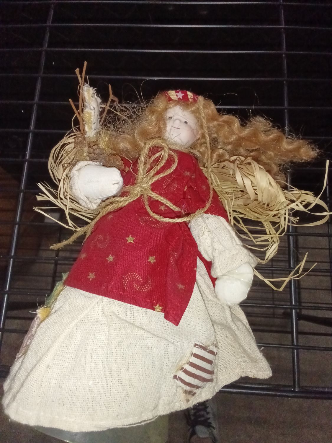 vintage primitive folk art country angel rag doll