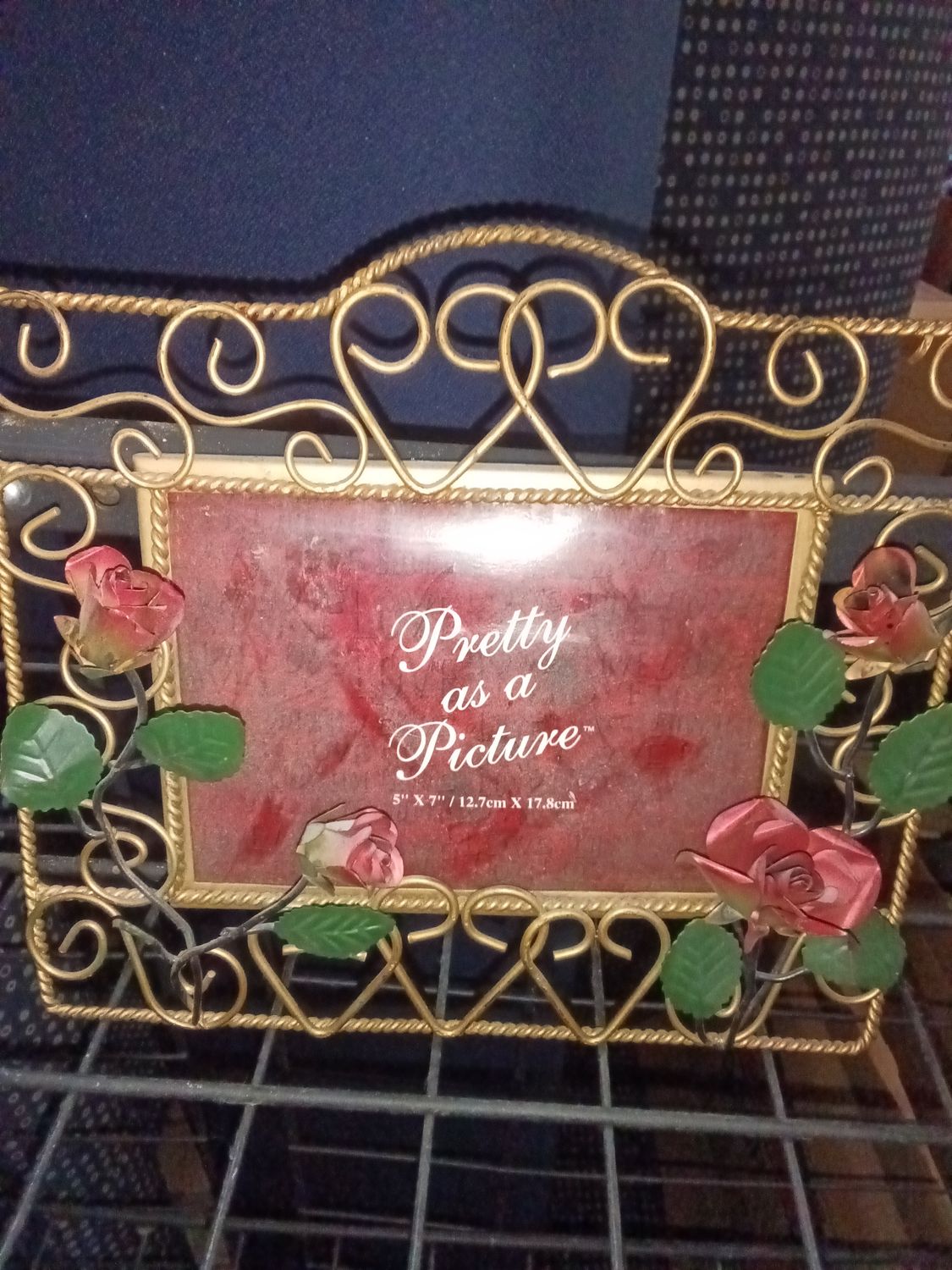 vintage Enesco Pretty as a Picture 5" x 7" wire rose photo frame