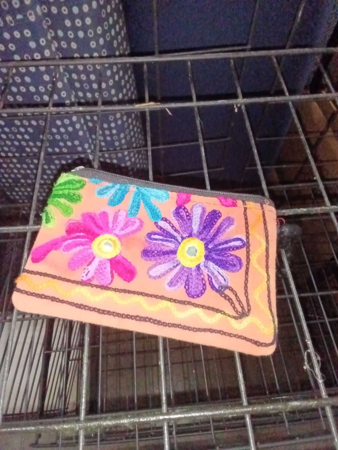 handmade embroidered floral coin purse pouch