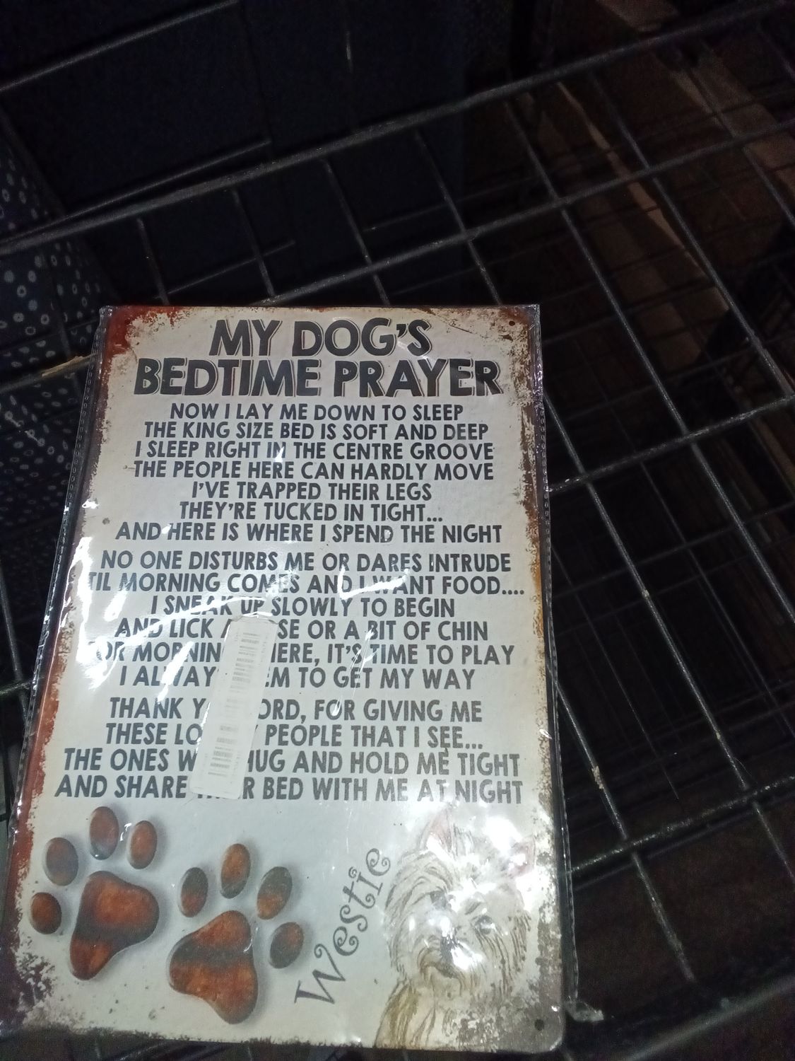 Shawprint "My Dog's Bedtime Prayer" Retro Style Metal Tin Sign