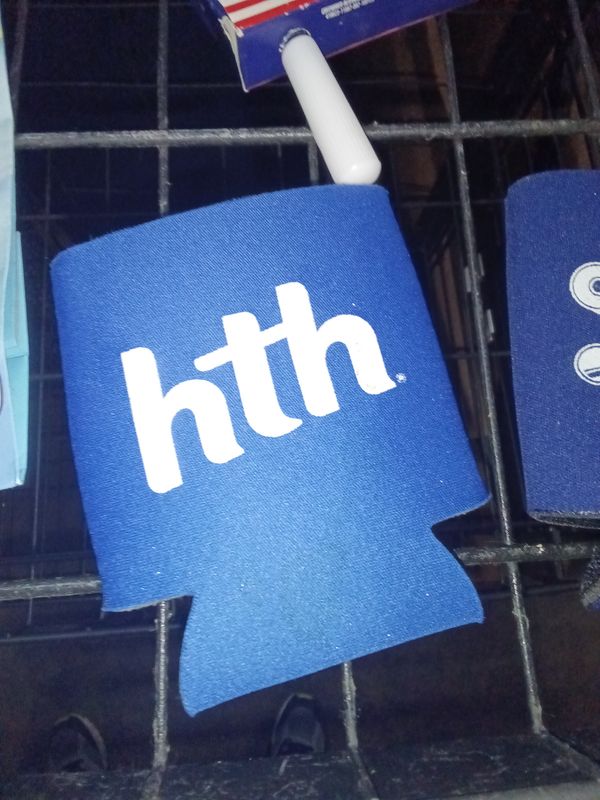 Blue "hth." Can Koozie