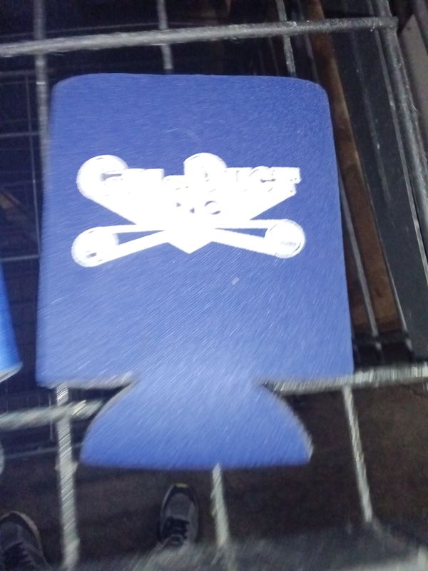 Blue "cal-duct inc" Can Koozie
