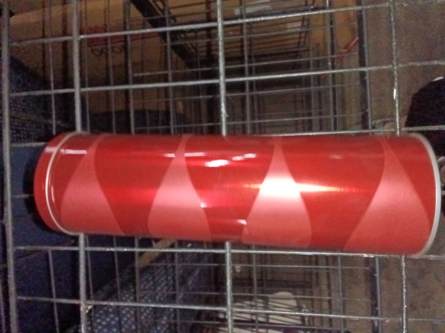 Red Metallic Triangle Print Decorative Cylinder Canister