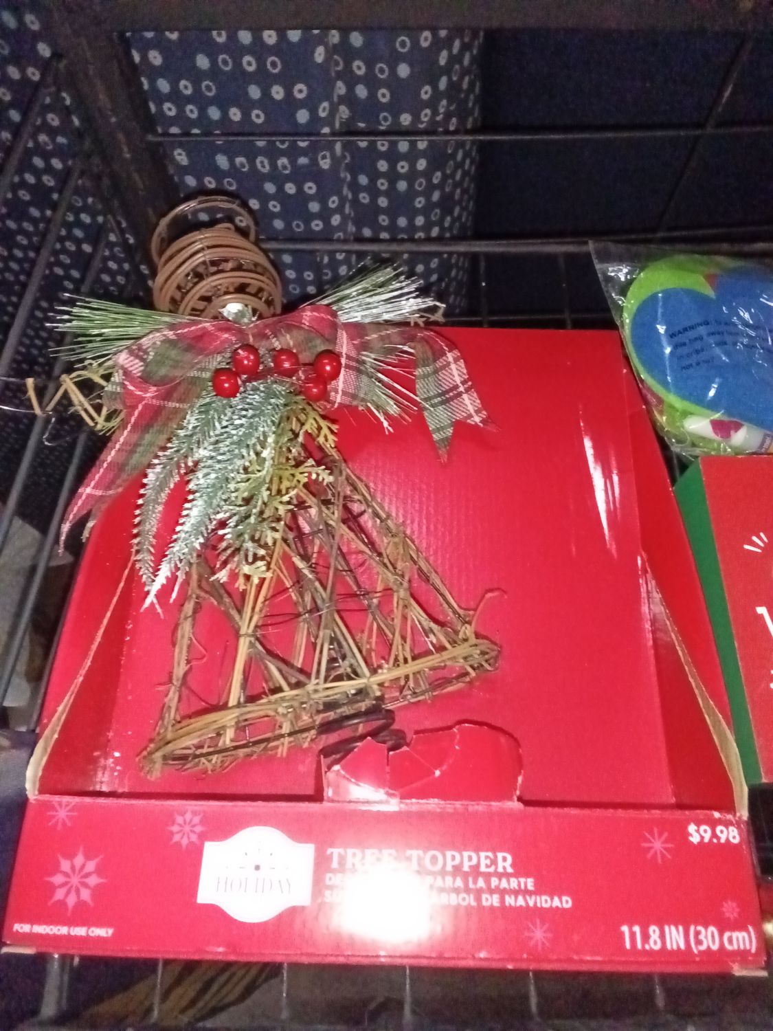 Holiday Time 11.8-Inch Rattan Star Christmas Tree Topper