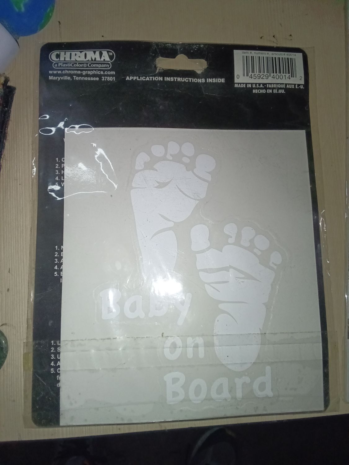 Chroma Graphics "Baby on Board" Footprints Car Decal Sign