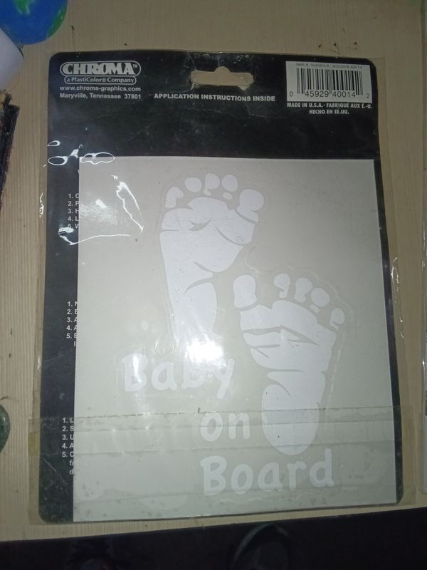 Chroma Graphics "Baby on Board" Footprints Car Decal Sign