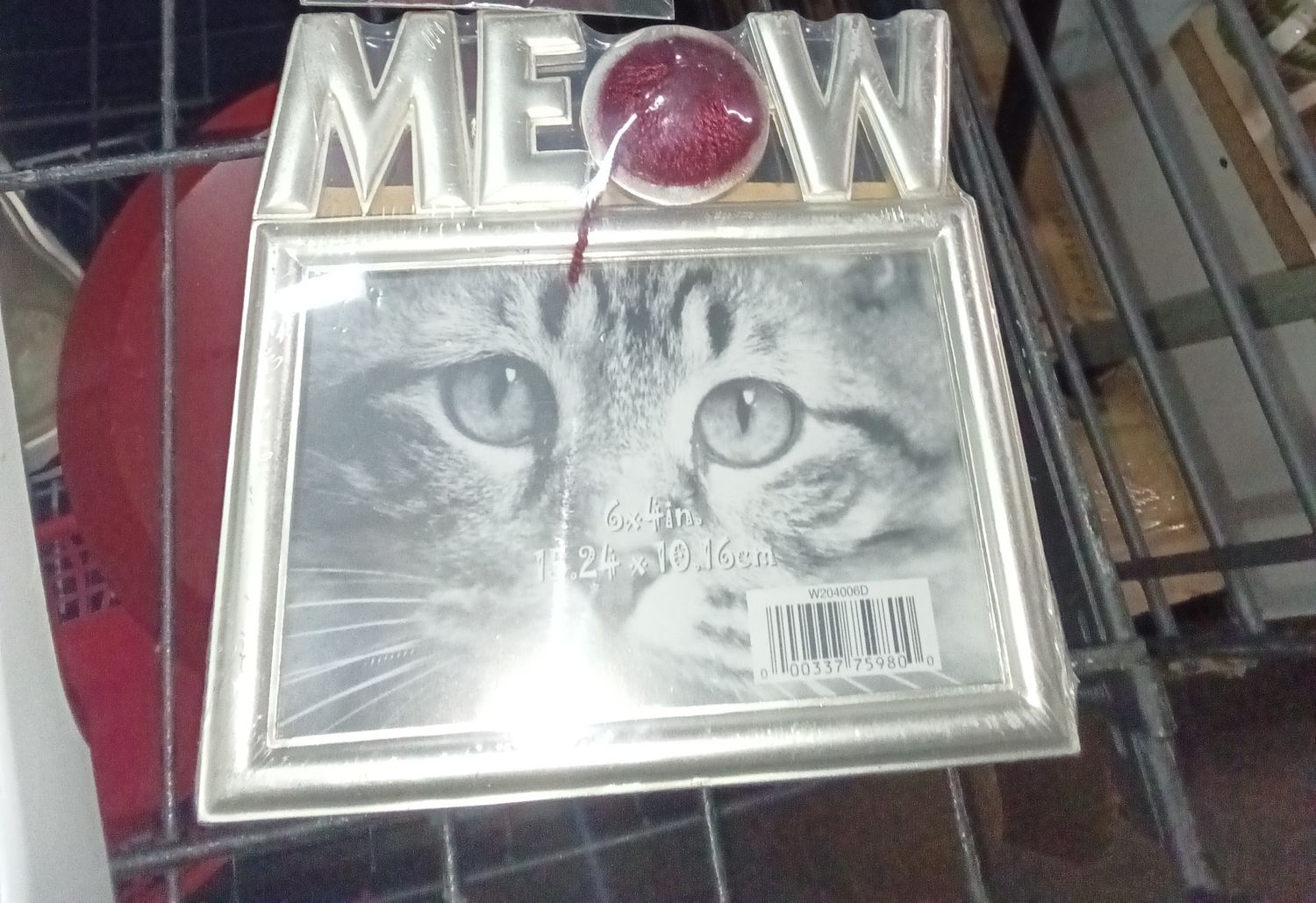 MEOW" Silver Metal Cat-Themed 4x6 Photo Frame