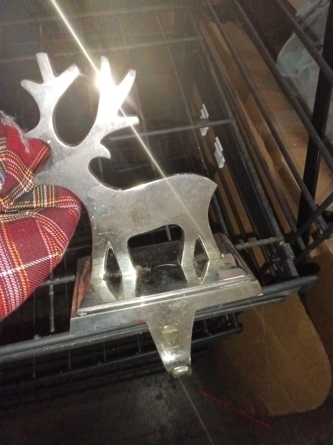 Silver Reindeer Stocking Holder