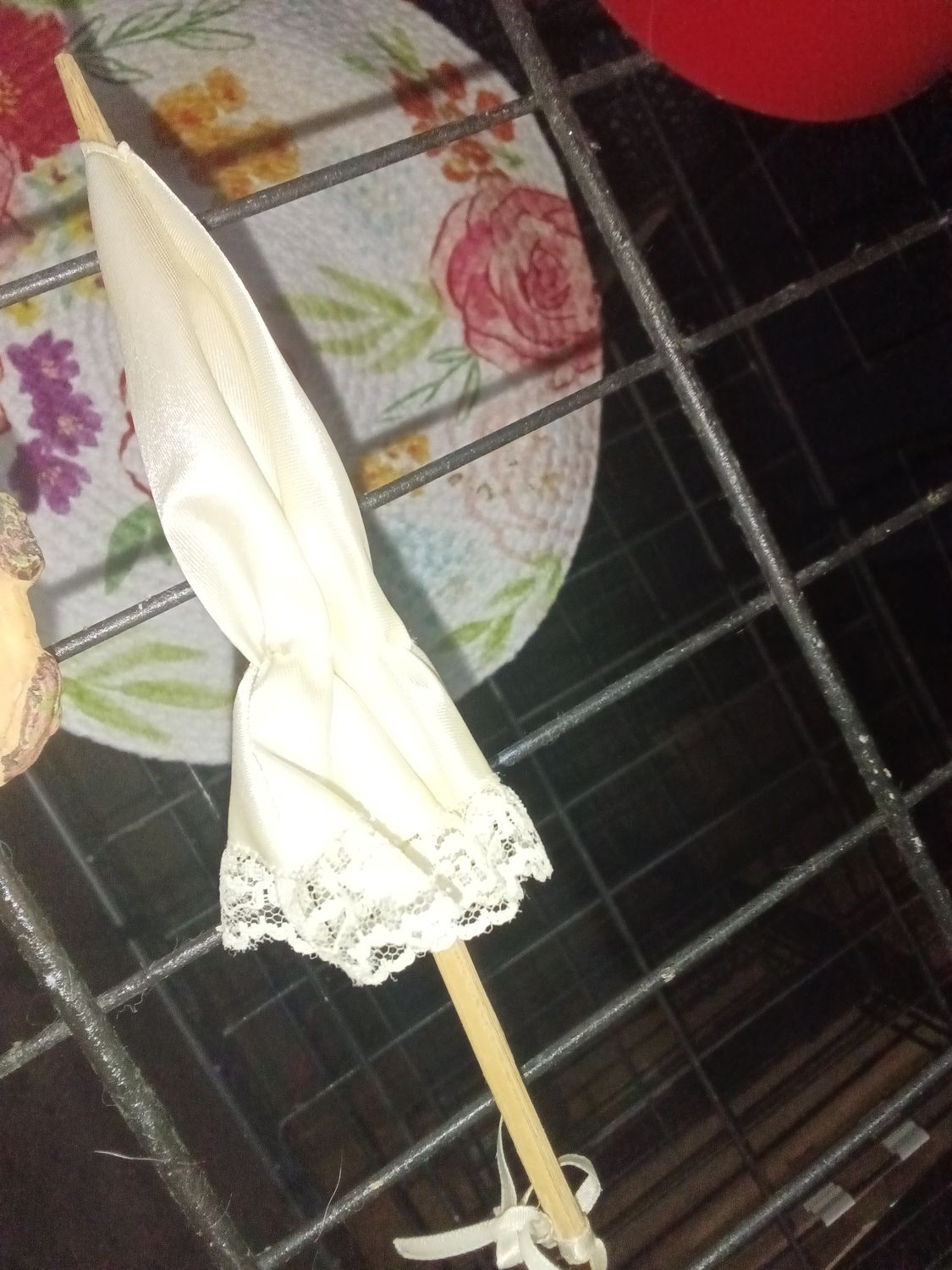 Miniature White Lace Parasol Umbrella