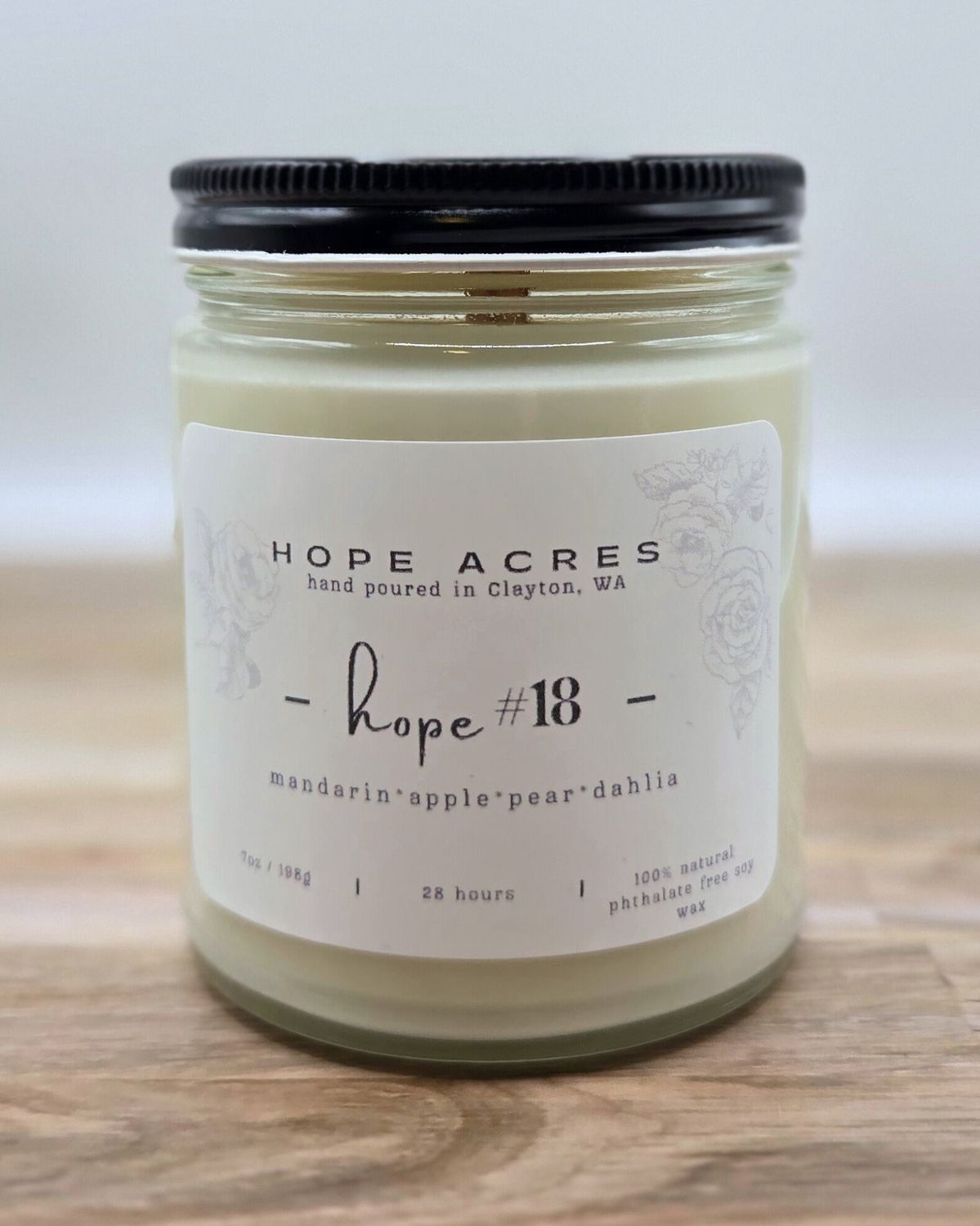 hope #18 mandarine*apple*pear*dhalia 7oz Soy Candle - Clear