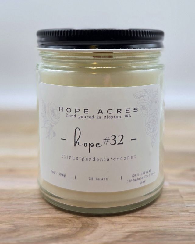 hope #32 citrus*gardenia*coconut 7oz Soy Candle - Clear