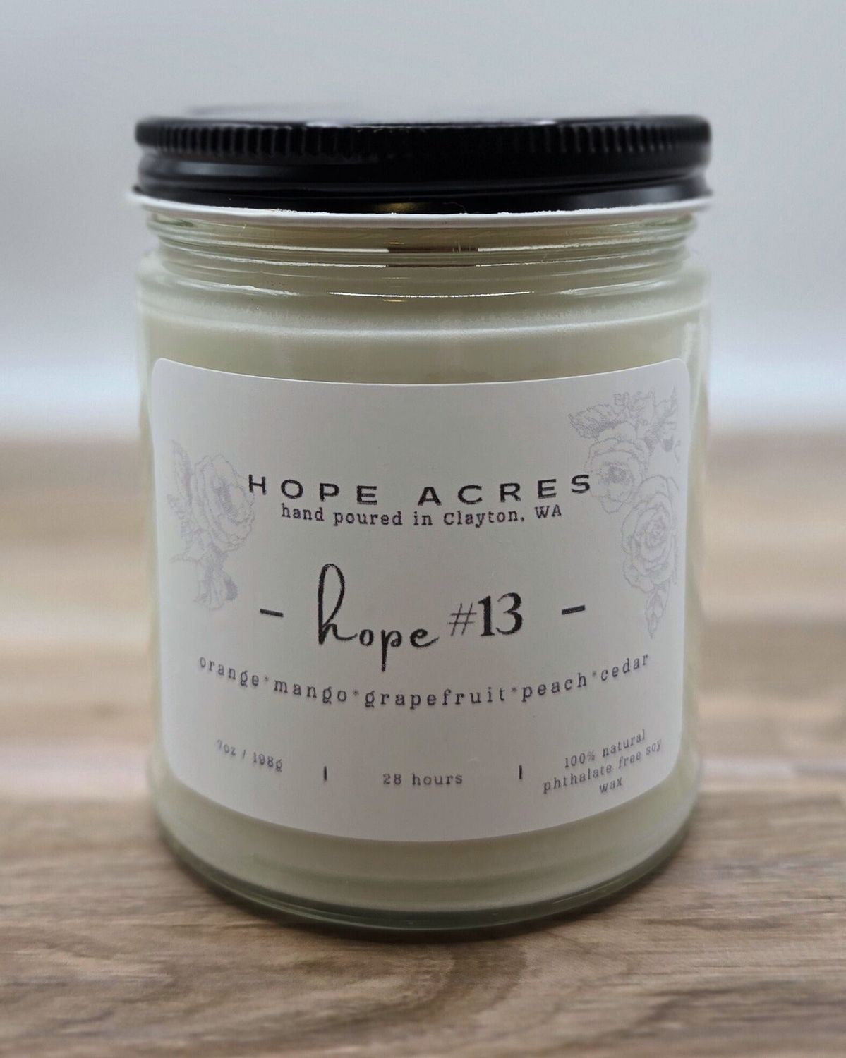hope #13 orange*mango*peach*cedar 7oz Soy Candle - Clear