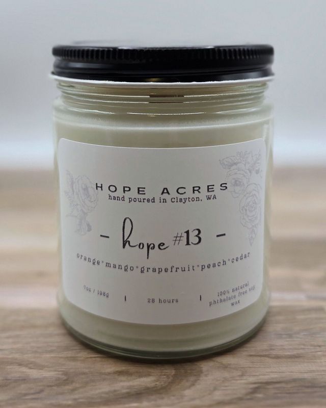 hope #13 orange*mango*peach*cedar 7oz Soy Candle - Clear