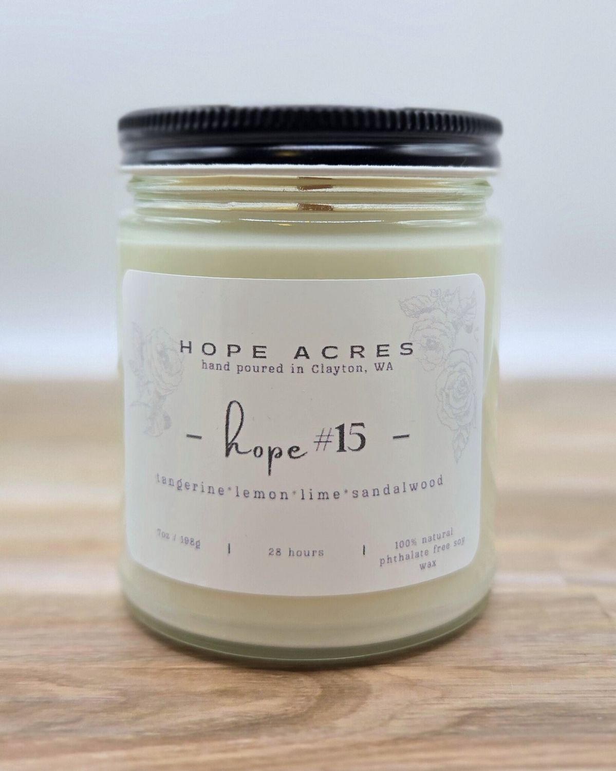 hope #15 tangerine*lemon*lime*sandawood 7oz Soy Candle - Clear