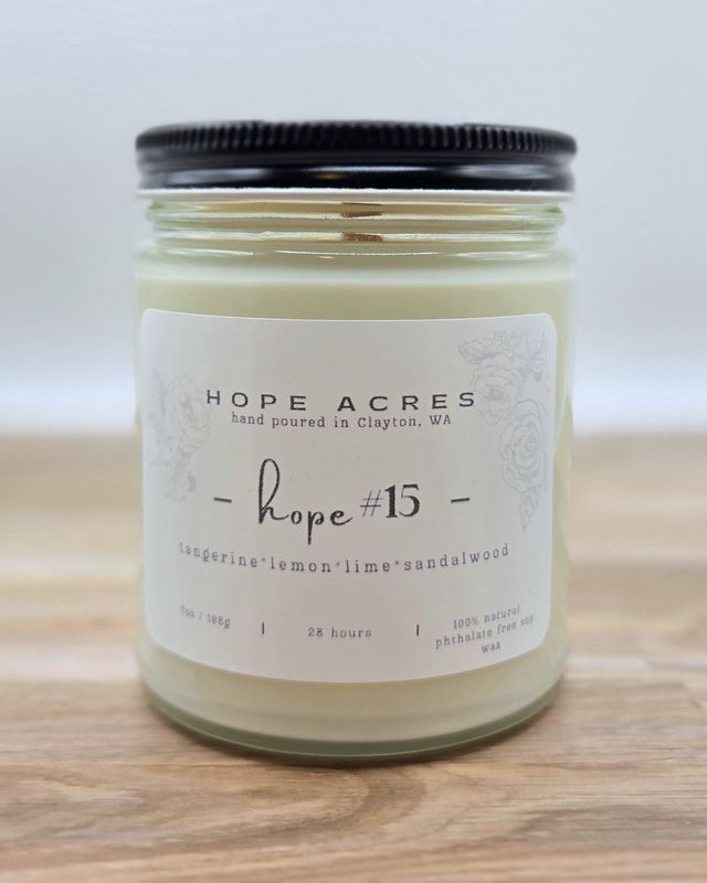 hope #15 tangerine*lemon*lime*sandawood 7oz Soy Candle - Clear