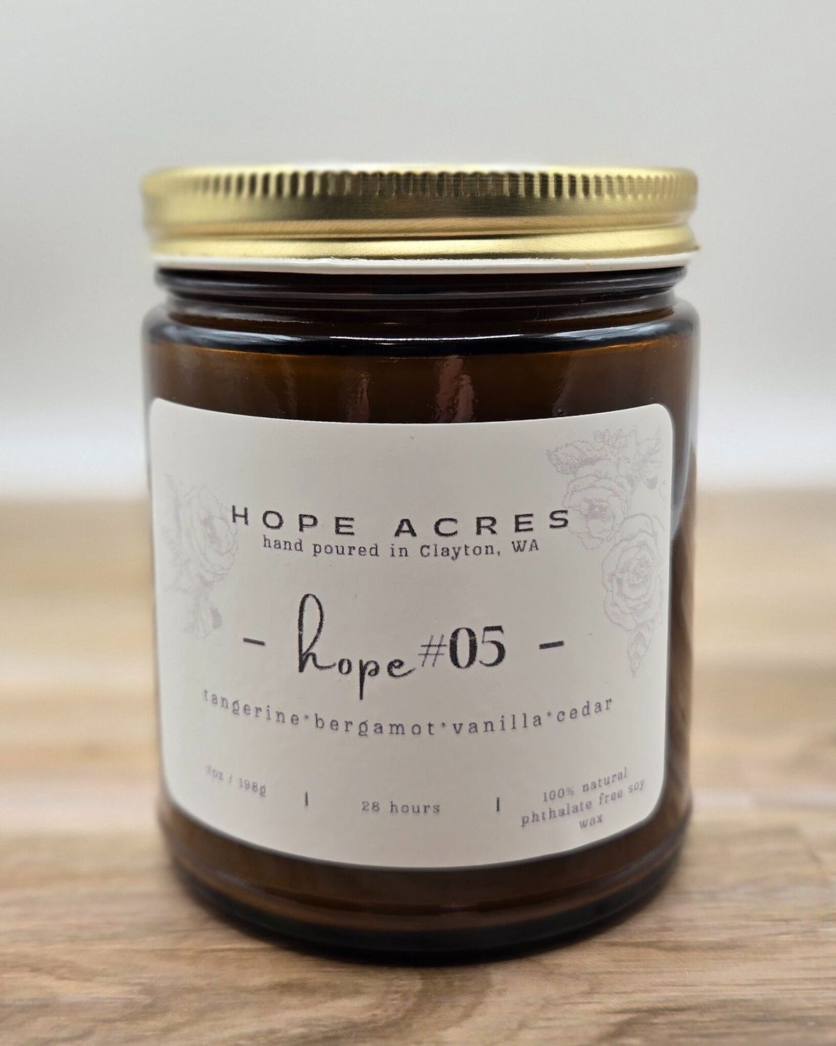 hope #05 tangerine*bergamot*vanilla*cedar 7oz Soy Candle - Amber