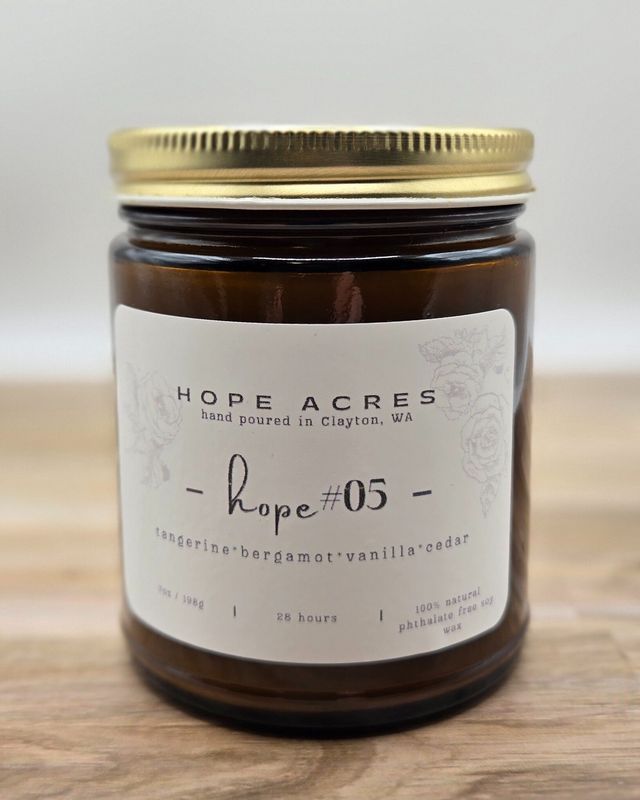 hope #05 tangerine*bergamot*vanilla*cedar 7oz Soy Candle - Amber