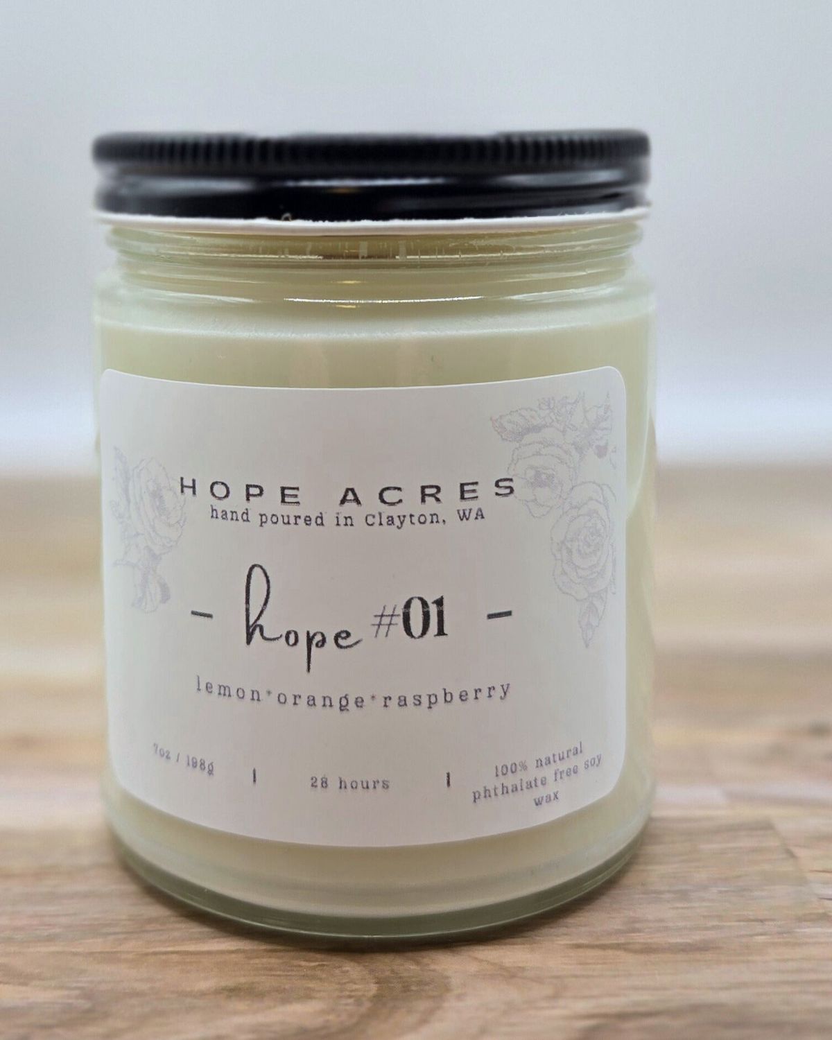 hope #01 lemon*orange*raspberry 7oz Soy Candle - Clear