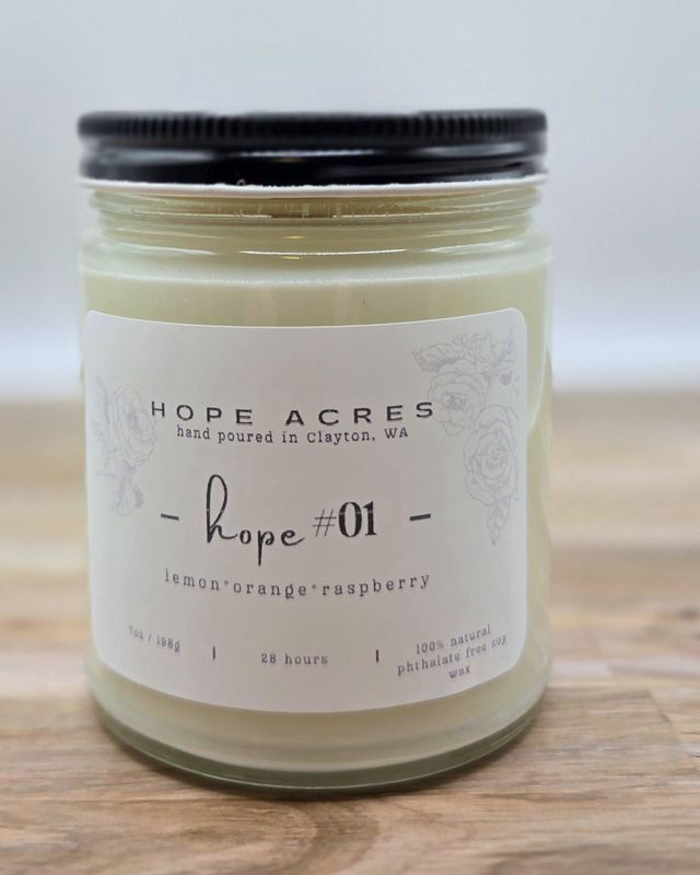 hope #01 lemon*orange*raspberry 7oz Soy Candle - Clear