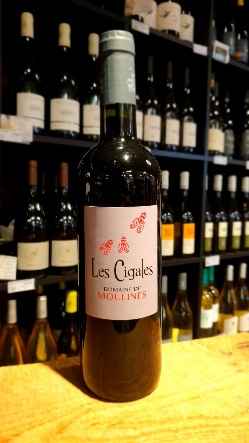 Vin rouge cuvée Les Cigales (léger 12,5°). Bio. IGP Pays d'Hérault. 75cL.