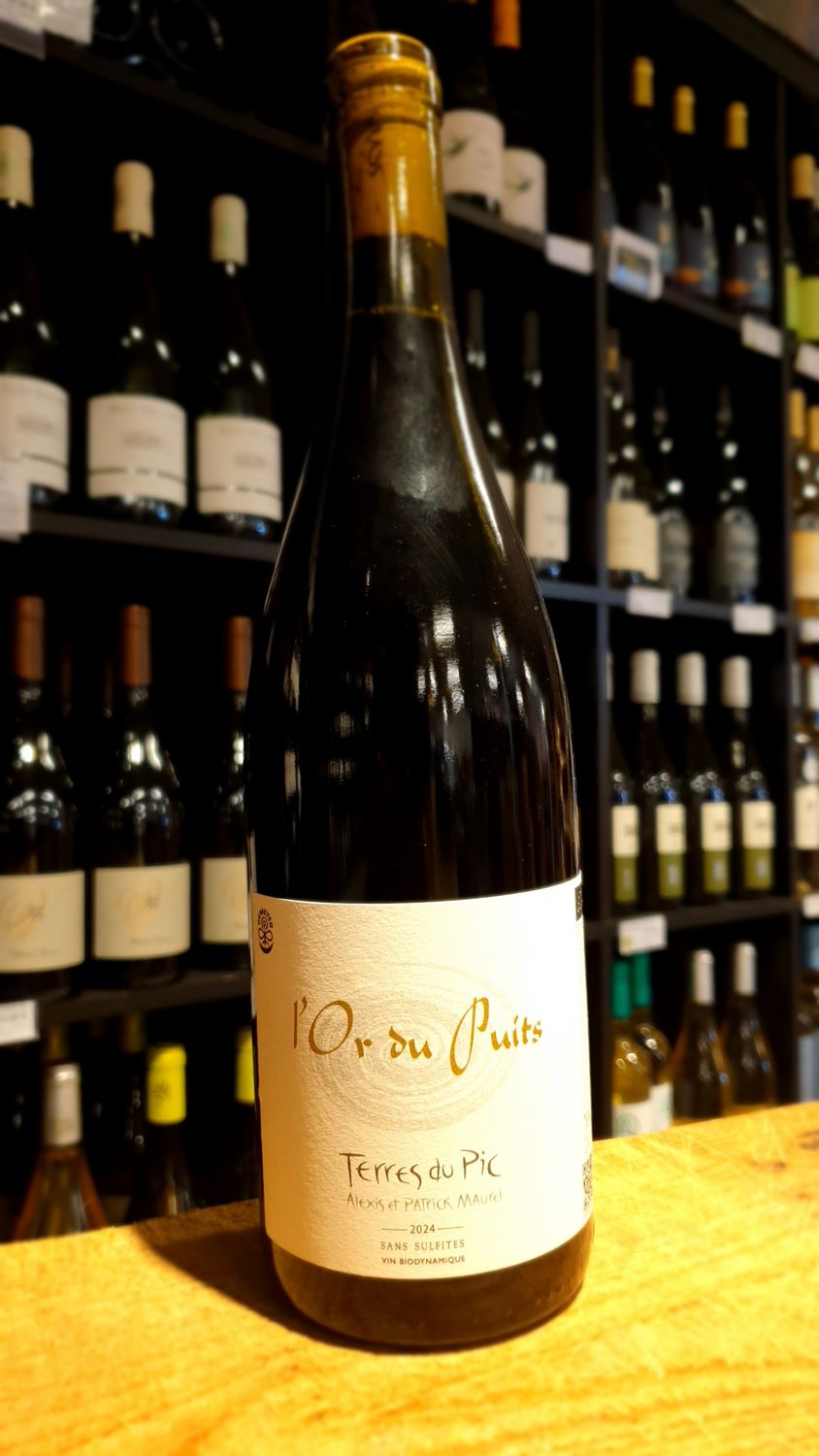 Vin rouge cuvée L'or du Puits. Vin "nature" (sans sulfite ajouté). Biodynamie Demeter. 75cL