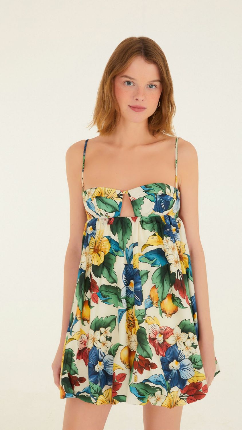 Farm Rio Vestido Corto Globo Tropical