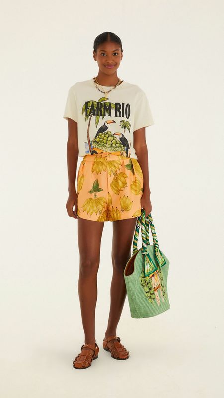 Farm Rio Shorts Banana Plateado